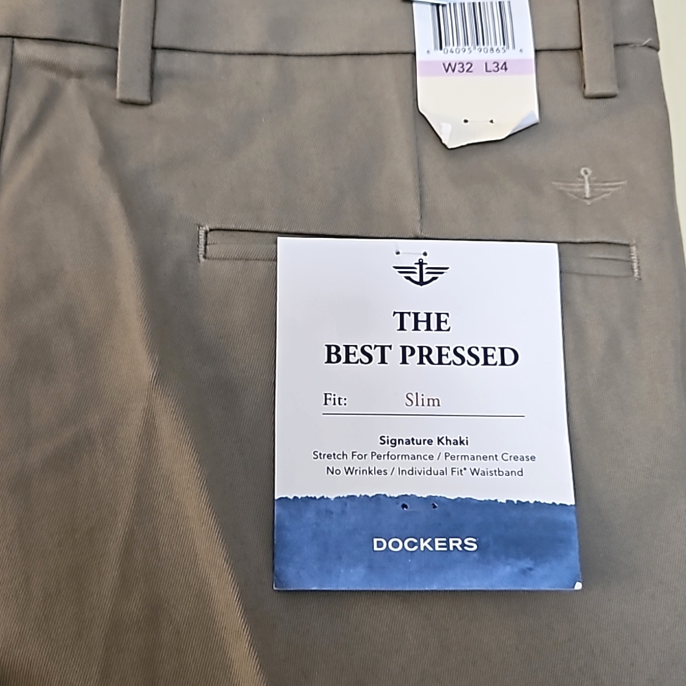 Men's Dockers' Slim Fit Stretch Best Pressed Signature Khaki Pants 32x34 NWT